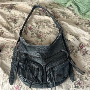Urban Outfitters Blue Leather Slouch Shoulder Bag